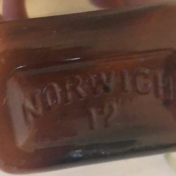 Antique Brown Glass NORWICH Pharmacy Medicine Apothecary Bottle & Clear Bottle - Picture 7 of 9